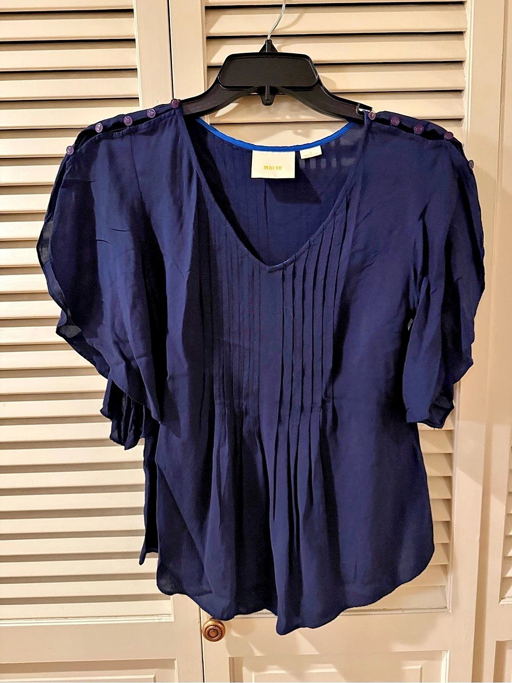 Maeve Navy Pleated Blouse Like New